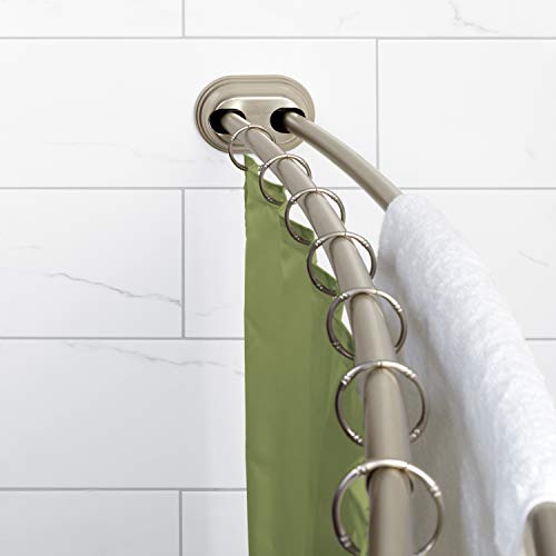 Zenna Home NeverRust Aluminum Double Curved Tension Shower Curtain Rod, 50 to 72-Inch, Satin Nickel