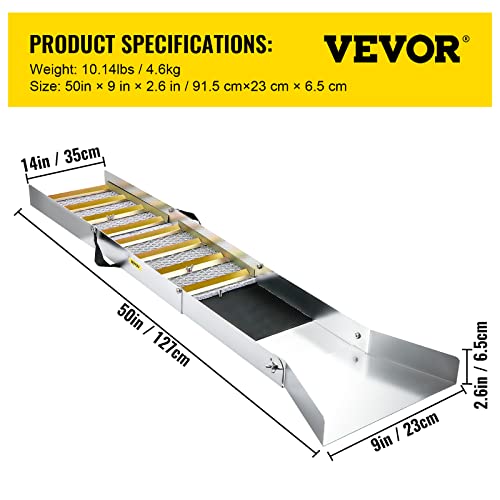 VEVOR Folding Aluminum Alloy Sluice Box, Compact 50" Sluice Boxes for Gold, Lightweight Gold Sluice Equipment, Portable Sluice Boxes w/Miner's Moss, River, Creek, Gold Panning, Prospecting, Dredging