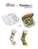 Rainbow Socks - Man Woman Pizza Socks Box Italian - 4 Pairs - Size L/XL (AU Woman 10+/Man 7.5-11)