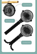 Battery Operated Portable Fan with Octopus Tripod, USB Rechargeable Personal Handheld Fan for Stroller, Car Seat, Outdoors, Camping - Black