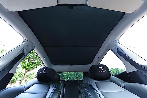 PEDIGREE Tesla Model Y Roof Sunshade Tesla Model Y Heat Shield Sunshade 2021-2023 Sunroof Sunshade UV Reflector Cover Blocks Harmful UV Rays Heat Blocking Shades sunshade-black