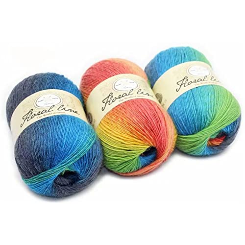 1 Skein Colorful Soft Yarn, 400 Meters/437yd Gradient Multi Color Warm Wool Yarn Single-Layer Knitting Yarns for Knitting and Crocheting DIY Crafting Scarf Shawl Hat Sweater Coat