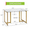 FurnitureR Tempered Glass Dining Table 47.2 inches, Dinner Table for 4-6 Persons Modern Rectangular Spacious Tabletop & Gold Legs Elegant for Home Kitchen Living Room Restaurant, Gold