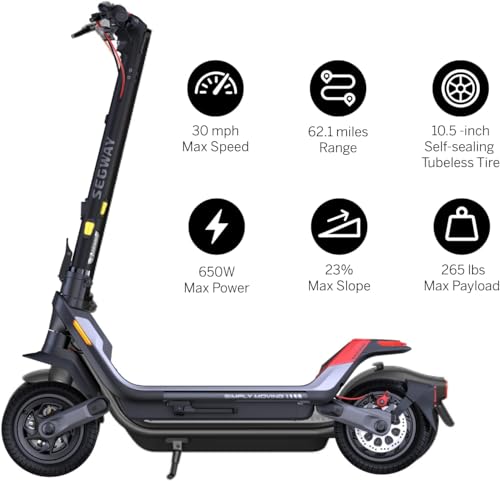 Segway Ninebot Electric KickScooter P100SE, 100 km Long Range, Max Speed 25km/h, Disc Brake & Electric Brake, Commuting E-Scooter for Adults, Black