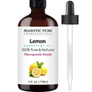 Majestic Pure Lemon Oil, Therapeutic Grade, Premium Quality Lemon Oil, 4 fl. oz