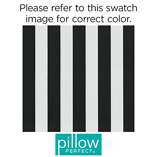 Pillow Perfect Stripe Indoor/Outdoor Sofa Setee Bench Swing Cushion with Ties, Weather, and Fade Resistant, 18" x 45", Black/White Cabana Stripe, 1 Count