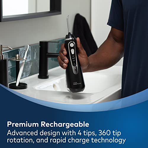 Waterpik Cordless Advanced Water Flosser For Teeth, Gums, Braces, Dental Care With Travel Bag and 4 Tips, ADA Accepted, Rechargeable, Portable, and Waterproof, Black WP-582