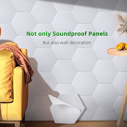 High Density Hexagon Self-adhesive Acoustic Foam Panels with adhesive backing, Professional Acoustic Absorption Panels, Acoustic Treatment, self-adhesive Sound Proof Panels 12 Pieces