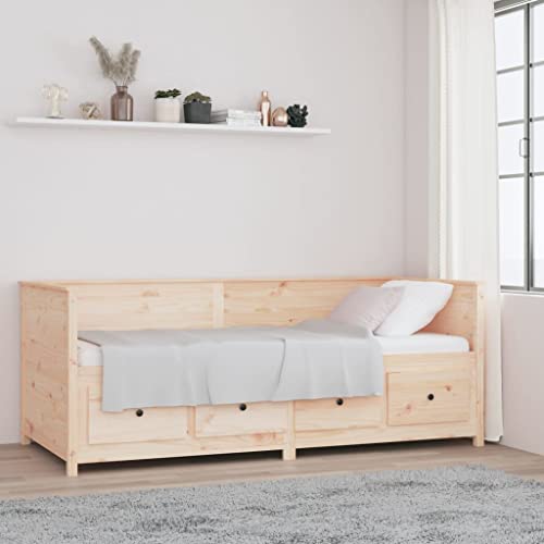 vidaXL Solid Wood Pine Day Bed Living Room Bedroom Furniture Wooden Sleepover Overnight Bed Sofa Couch Occasional Bed Seating 80x200 cm