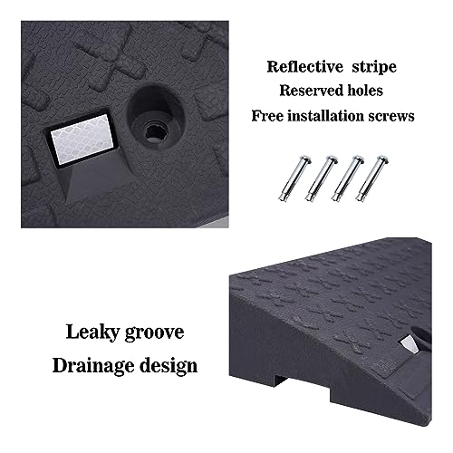 2Pack 4" Rise Rubber Curb Ramps Heavy Duty Driveway Curb Ramp 17000 Lbs Car Slope Ramp for Sidewalk Cars RV Trucks Shed Access Bike Pets Scooter Wheelchair 23.6x9.8x4inch (4'' Rise)