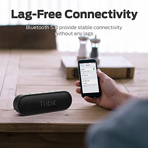 Tribit XSound Go Bluetooth Speaker 16W with Loud Sound & Rich Bass,24H Playtime,IPX7 Waterproof, Wireless Stereo Pairing, Type-C,100ft Bluetooth Range,Portable Speaker for Home/Outdoor/Travel Black