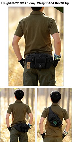 ArcEnCiel Tactical Fanny Pack for Men Waist Bag Military Hip Belt Outdoor  Hiking Fishing Bumbag (Black)