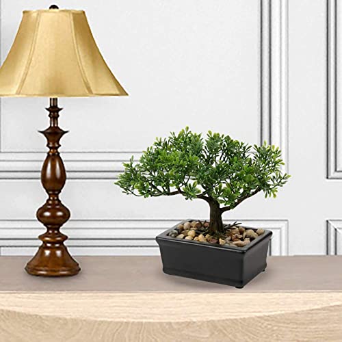 U/S Bonsai Tree, Fake Plants Ceramic Potted Tree Artificial Japanese Cedar Bonsai Tree Decoration for Home Desk Office Bathroom Kitchen Farmhouse Indoor/Outdoor (Bonsai Tree