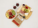 lunchley Cheese Board: Charcuterie Board Platter & Serving Tray with 2 Ceramic Sauce Bowls, Slide-Out Wooden Tray & Round Fruit Tray-Perfect Gifts for Housewarming, Bridal Shower, Birthday & Christmas