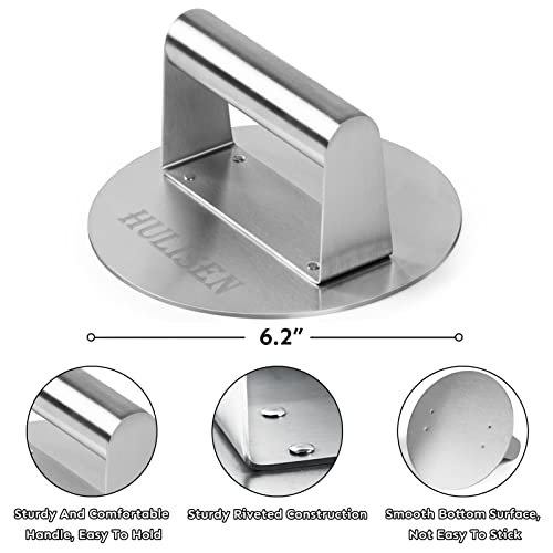 HULISEN Cheese Melting Dome & Smashed Burger Press, 9 Inch Heavy Duty Round Basting Cover with Stainless Steel Burger Smasher, Griddle Accessories Kit for Flat Top Grill Cooking Indoor/Outdoor
