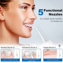 【2023 New Release】MiTdir Water Dental Flosser Oral Irrigator 5 Jet Tips 4 Modes IPX7 Waterproof 300ML Detachable Water Tank Portable Cordless Rechargeable Teeth Cleaner for Home&Travel (White)