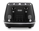 De'Longhi Distinta Moments 4 Slice Toaster CTIN4003BK, Dual Control Panel, Extra-lift, Removable Crumb Trays, 6 Browning Levels, Black