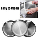 WANBY Stainless Steel Plates Metal Lightweight Steel Plate Unbreakable Dinner Dishes Plates Set Non-Toxin Dishwasher Safe BPA Free and Healthy (4 Pcs)