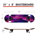 ChromeWheels 31 inch Skateboard Complete Skateboards Double Kick Skate Board 7 Layer Canadian Maple Deck Skateboard for Kids and Beginners