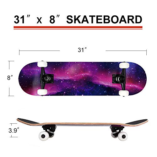 ChromeWheels 31 inch Skateboard Complete Skateboards Double Kick Skate Board 7 Layer Canadian Maple Deck Skateboard for Kids and Beginners