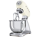 Smeg SMF02CRUK Retro 50's Style Stand Mixer with 4.8L Stainless Steel Bowl, Safety Lock, 10 Variable Speeds, 800W, Cream