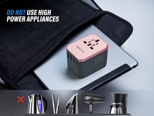 Universal Travel Power Adapter-All in One Worldwide International Wall Charger AC Plug Adaptor with 5.6A Smart Power USB and 3.0A USB Type-C for USA EU UK AUS Cell Phone Laptop (Rose Gold)