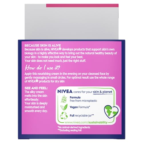 NIVEA Rich Nourishing 24HR Night Cream (50ml), Moisturising Face Cream with Almond Oil and Shea Butter, Nourishing Face Moisturiser for Dry and Sensitive Skin