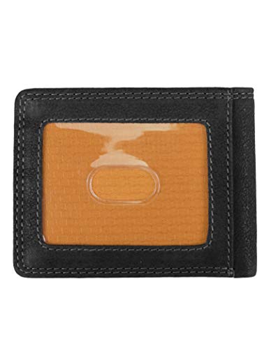 Timberland PRO Men's Slim Leather RFID Bifold Wallet with Back ID Window, Black/Bullard, One Size