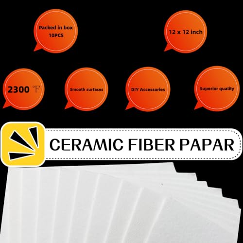 10 Pcs Ceramic Fiber Paper 1/8 x 11 x 12 Inches Insulation Gasket or Liner for Kiln High Temp Kiln Paper Microwave Ceramic Paper for DIY Stove Fireplace Glass Fusing Ceramic Paper 118mil