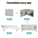 Zenses Massage Table 75cm Portable 2 Fold Aluminium Beauty Bed White