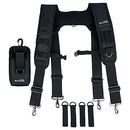 MELOTOUGH Tool Belt Braces Construction Bag Suspenders Padded Work belt Suspenders for Carpenter/Electrician/Roofing/Farmer work Suspension Rig(H Back, Black, Full Size