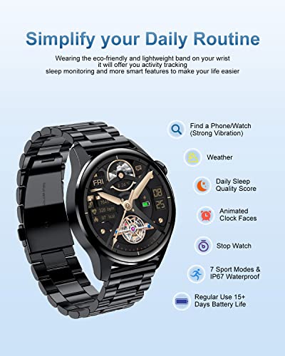 LIGE Smart Watch with Bluetooth Calls Voice Chat,Activity Tracker with 24/7 Heart Rate Sleep Monting,1.32"Full Touch Fitness Tracker IP67 Waterproof Step Counter Smartwatch for Android iOS Black