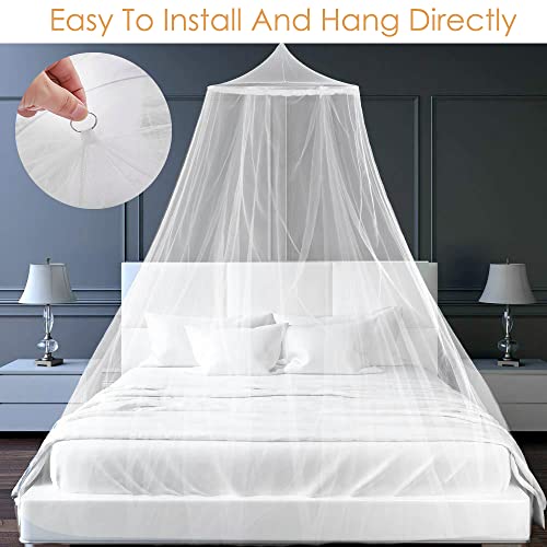 AUTOWT Mosquito Bed Net, White Dome Mosquito Mesh Net Universal for Single Double Bed Easy to Install Hanging Bed Canopy Domestic Outdoor Camping Travel White Insect Protection for Adult Kid Baby