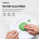 Farberware Easy to use pro Pump Spinner with Bowl, Colander and Built in draining System for Fresh, Crisp, Clean Salad and Produce, Large 6.6 Quart, Green
