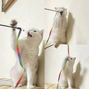 PELLUM Cat Toys, Cat Rainbow Wand Toy Cat Teaser Toy, Interactive Cat Toy Wand Kitten Toys, Colorful Ribbon Charmer for Indoor Cats to Play Chase Exercise - 2PCS