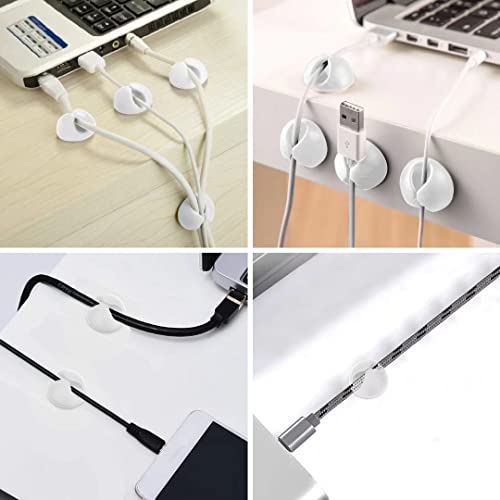 CHEFBEE 8 Pack Cable Clips, Cord Organizer Cable Management, Self Adhesive Wire Holder System, Multipurpose Wire Clips for All Your Computer, Electrical, Charging or Mouse Cord (White)