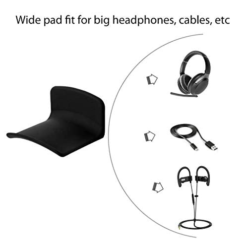 Neetto Headphone Hanger Holder Wall Mount, Headset Hook Under Desk, Universal Adhesive Stand for Sennheiser, Sony, Bose, Beats, AKG, Audio-Technica, Gaming Headphones, Earphones, Cables - HS907