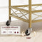 IDEALHOUSE Gold Bar Cart, 2 Tier Bar Carts for The Home, Bar Carts with 4 Wheels, White Marble Finish Wood Shelf , Wine Rack & Glass Holder for Kitchen, Living Room, Dining Room