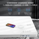 Luxsuite Electric Standing Desk Sit Stand Up Office Table Height Adjustable Motorised Rising Memory Function Tempered Glass Top Wireless Charger USB White