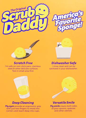 Décor Décor Cook Refillable Oil Sprayer,White & Scrub Daddy Flex Texture Cleaning Sponge, Original Yellow 4 1/8 inches