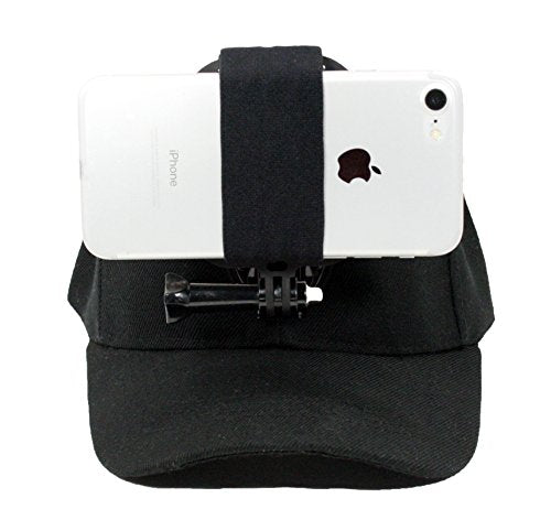 OCTO MOUNT - Baseball Hat Compatible with Smartphone/Cellphone/GoPro Camera Head Mount. Operable with Any Phone or Action Camera, Regardless of Case. iPhone, Samsung, Nokia, Google and Plus Sizes