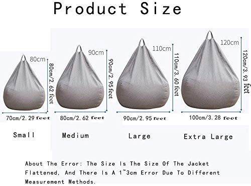 Stuffed Animal Storage Bean Bag Chair Cover (No Filler) - Stuffable Zipper Beanbag Cover Cotton Linen - Memory Foam Beanbag Replacement Cover for Adults and Kids Without Filling
