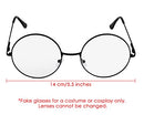 PLAY BLING Metal Frame Round Glasses Set of 3 Clear Lens Large 2 Inches Lightweight Circle Eyeglasses for Women Men Christmas Santa Claus Photo Props