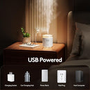 SmartDevil Small Humidifier, 500ml Portable Mini Plant Humidifier, USB Personal Desk Humidifier for Bedroom, Office, Travel with Night Light, Auto Shut-Off, Super Quiet, White