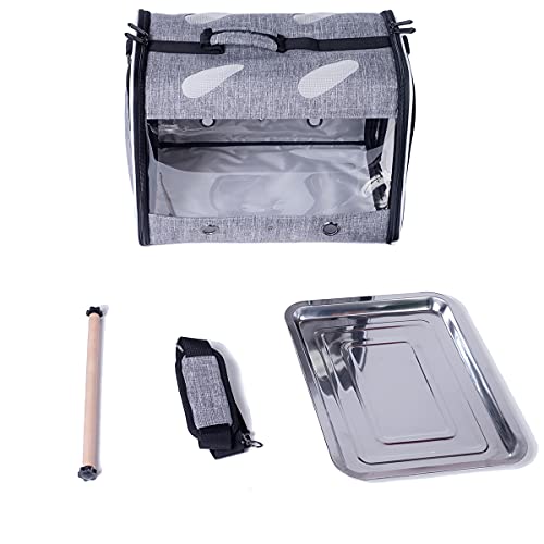 Bird Carrier with Stand Perch, Breathable Bird Travel Cage Parrot Carrier for Hiking, Airline Approved