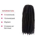 Marley Afro Braid Hair Extensions, Kinky Curly Bulk Twist Crochet Braids 24 Strands/Pcs, 65G (18"6pcs, 1B