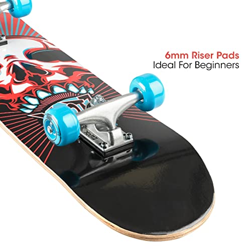 Xootz Kids Skateboard, Double Kick Trick Skate Board with Maple Deck, for Boys & Girls, Multiple Designs, 31 inch