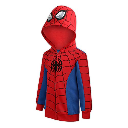 Marvel Boy's Spider-Man Full Zip Fashion Hoodie, Red/Blue, Size 5