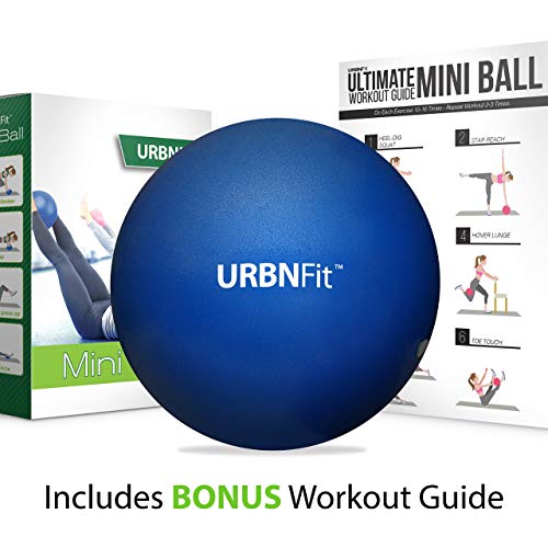 URBNFit Small Exercise Ball - 9-inch Mini Pilates Ball with Fitness Guide for Yoga, Barre, Physical Therapy, Stretching & Core Stability Workout- Blue