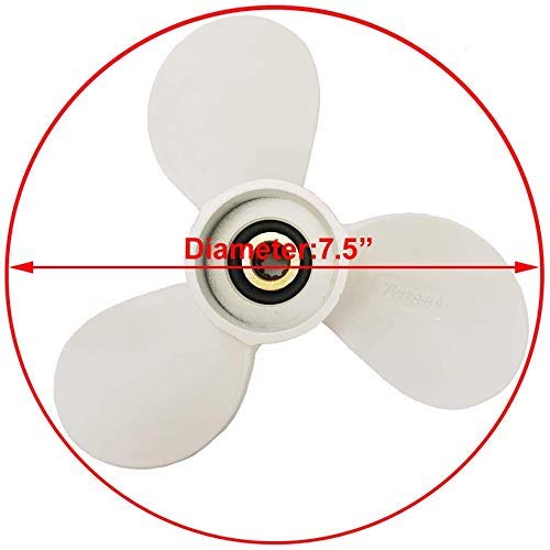 NC Boat Aluminum Alloy Propeller 7 1/2x8-BA for Yamaha 4hp 5hp 6hp 4A 4M 5M 5C F4 F6L F6S F5A F6C Outboard Motors 6E0-45941-01-00 7.5x8